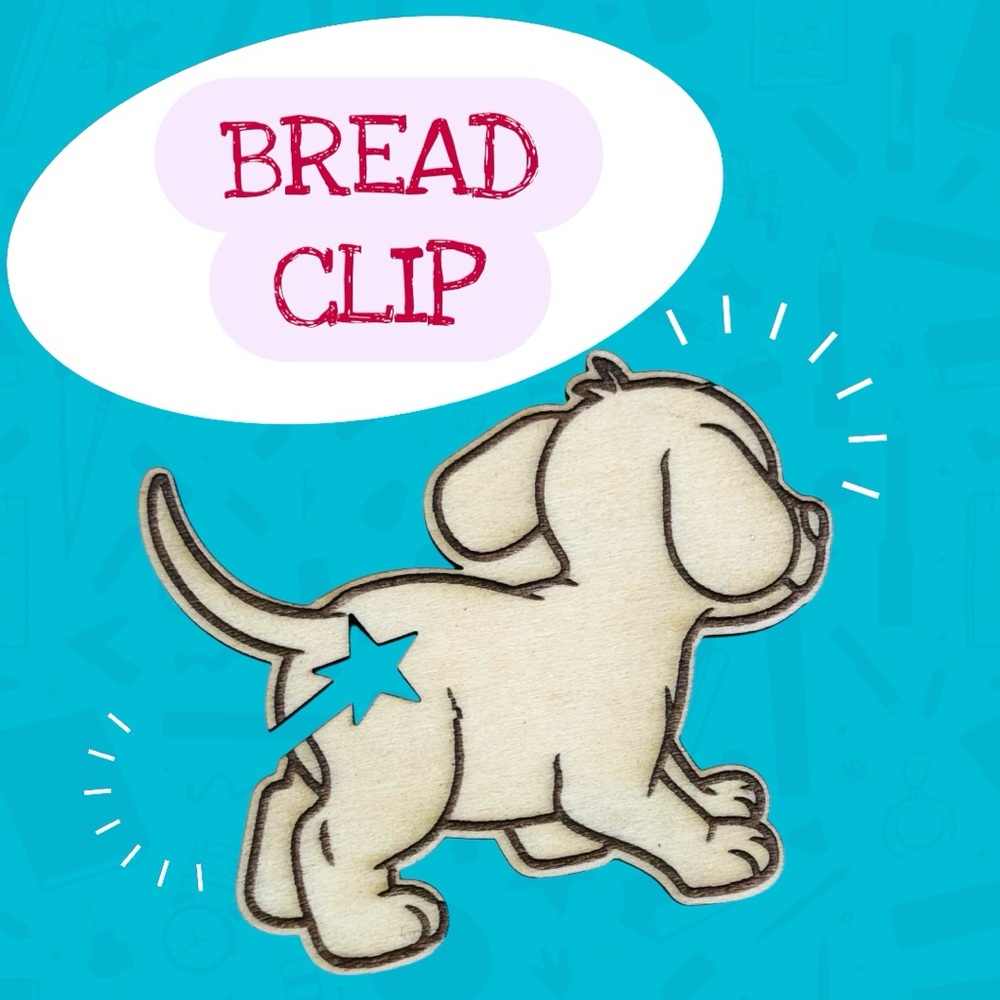 2/$10 Laser-Cut Wooden Dog Bread Clip – Cute Puppy Bag Clip
